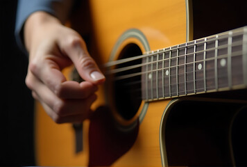 Obraz premium man playing acoustic guitar