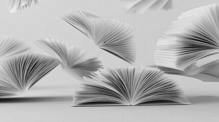 paper book pages turning into e-ink display sheets mid-air educational technology advancement illustration concept scene visual for commercial design use high detail quality stock image illustration c