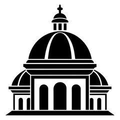 Obraz premium Basilica Dome a simple vector clean black silhouette design white background