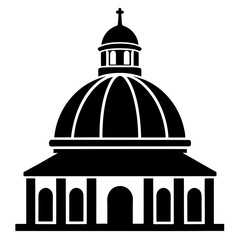 Obraz premium Basilica Dome a simple vector clean black silhouette design white background