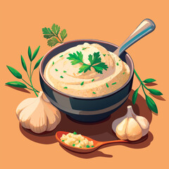 Creamy garlic mashed potatoes in a bowl.