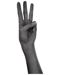 a hand gesture 3 finger in halftone retro style