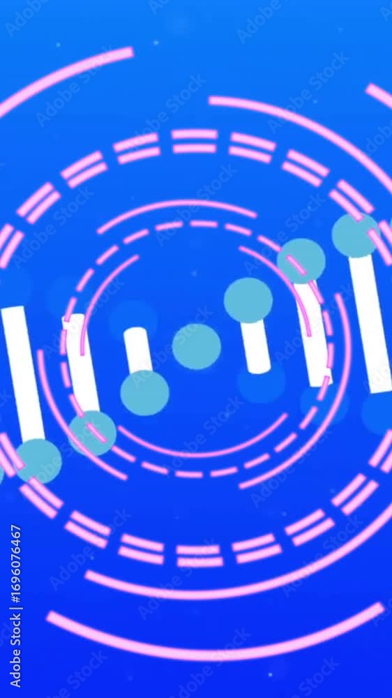 Poster animation of dna strand and data processing over blue background