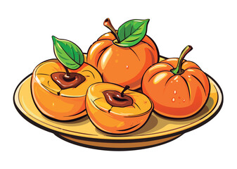 Colorful apricots on a plate.