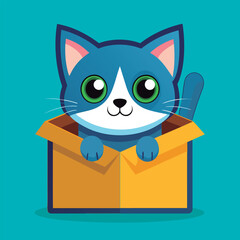 Cute cat peeking from a box.