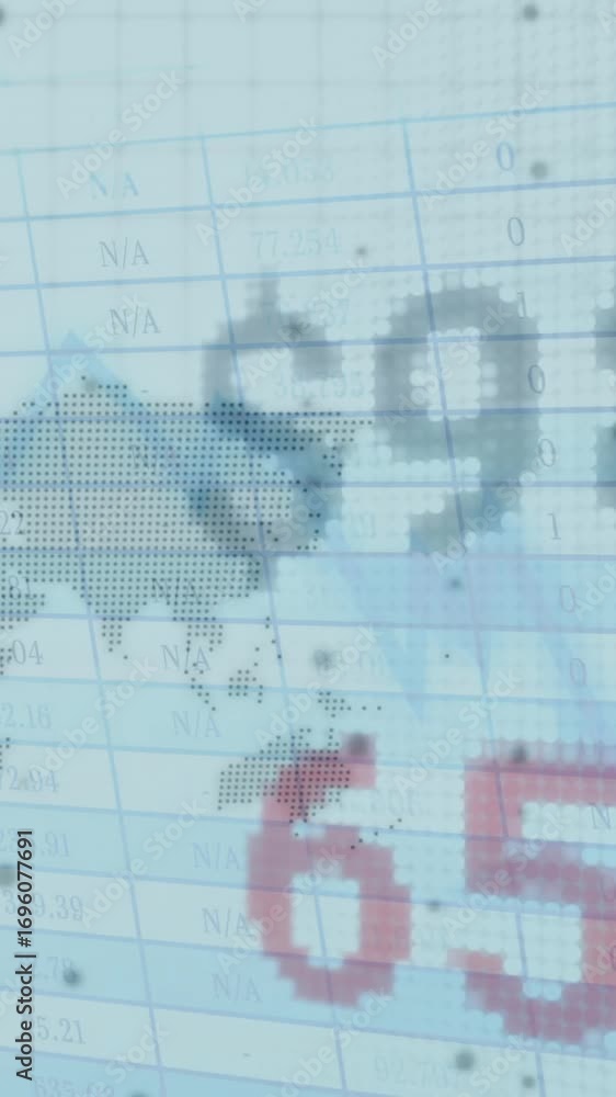 Poster animation of financial data processing over globe