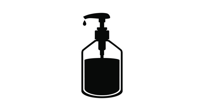 black hand sanitizer bottle with droplet clip art preview