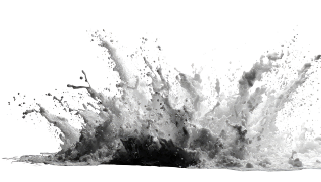 Abstract grayscale explosion of liquid