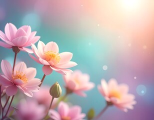 Fototapeta premium Beautiful Pink Lotus Flowers in Dreamy Soft Focus Background