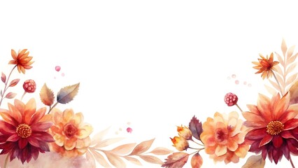 Fototapeta premium Autumn floral arrangement with warm color palette, isolated on white background