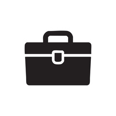 Black briefcase vector icon isolated on white background.