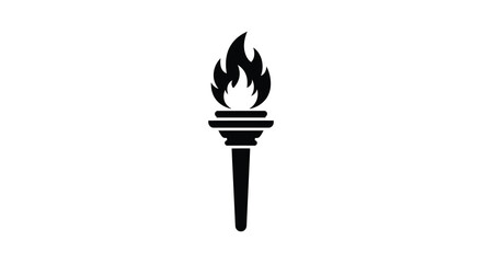 a simple black silhouette of an olympic torch flame