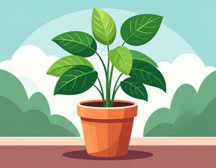 Obraz premium Vibrant houseplant in terracotta pot