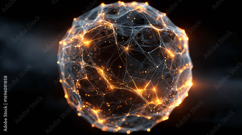 Fototapete a sphere of intersecting lines and dots that are connected to each other. the lines and dots are hig
