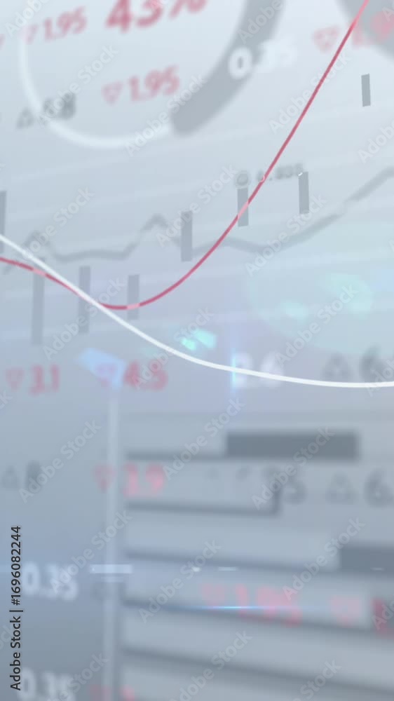 Poster Animation of financial data and graphs over grey background