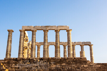 Fototapeta premium Temple of Poseidon with Doric ruins in Sounion, Attica, Greece.