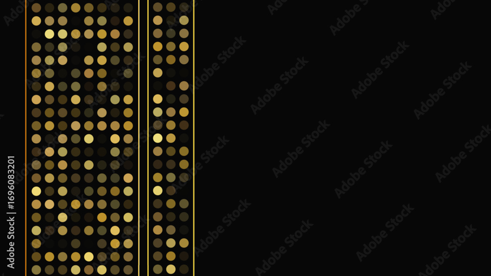 Poster dark background with golden lines and glittering dots