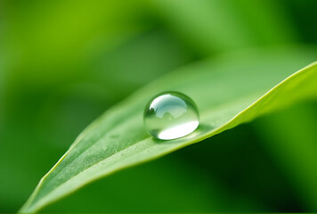 water drop on green leaf
