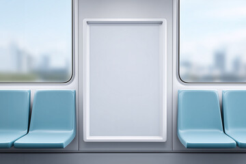 Billboard poster mockup on train interior urban setting digital display contemporary design perspective