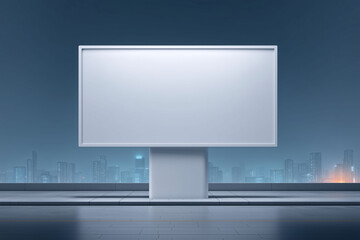 Blank billboard mockup on skyscraper facade urban nightscape digital advertisement neon lights futuristic view