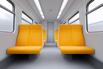 Interior view of modern train coach urban transport environment minimalist design concept