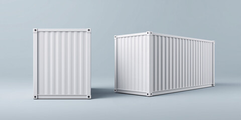 White shipping container mockup front side studio 3d render minimalist perspective branding concept