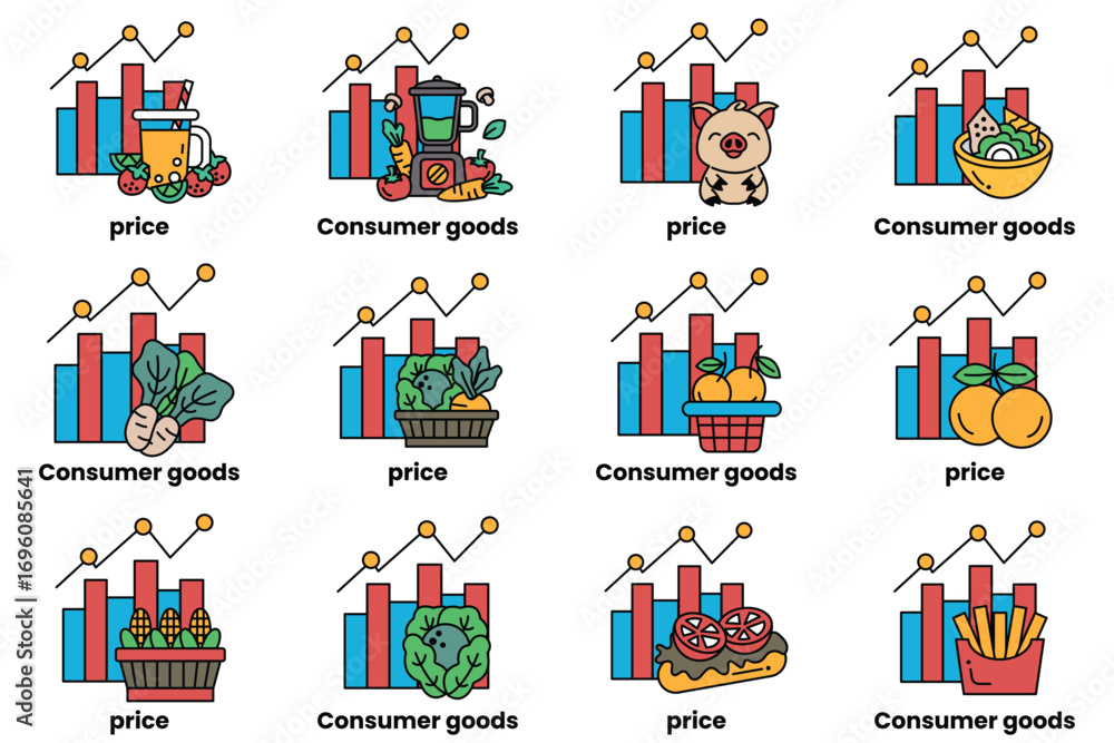 Poster The image is a collection of different food items and their corresponding prices