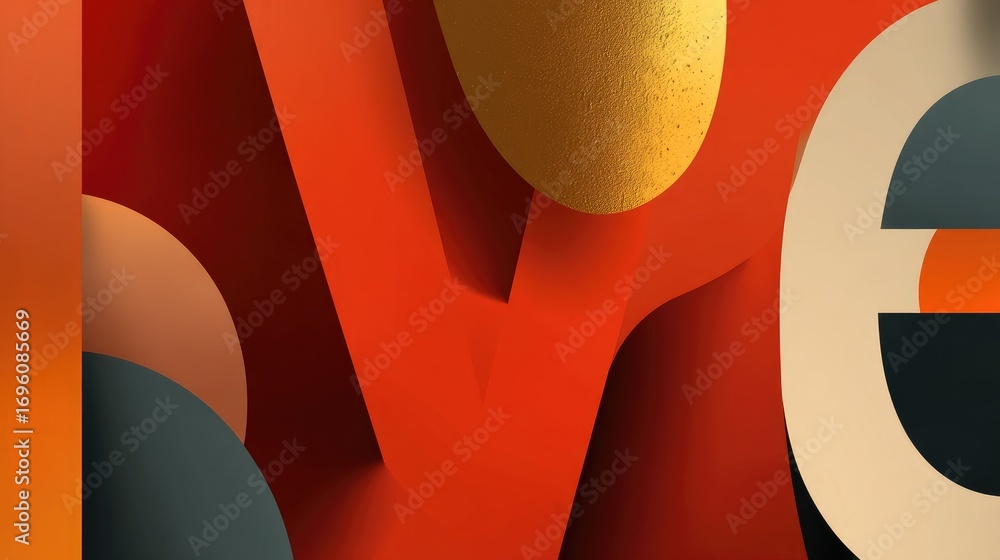 Poster abstract geometric shapes in warm tones featuring smooth textures and vibrant colors for creative pr
