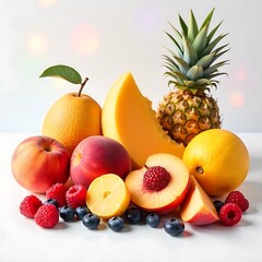 Fresh fruit variety with peaches high resolution image