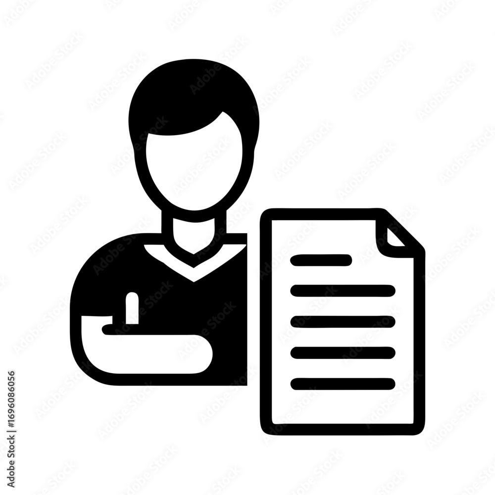 Poster person holding document file vector illustration for report data and job application presentation de