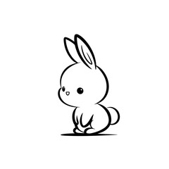 Obraz premium rabbit. rabbit simple black and white line art vector logo