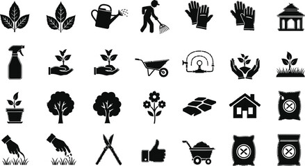 Essential gardening icons for nurturing plants, cultivating growth, and creating beautiful outdoor spaces.