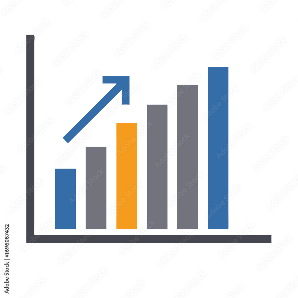 Poster growth chart business graph increasing bar diagram financial success market analysis data visualizat