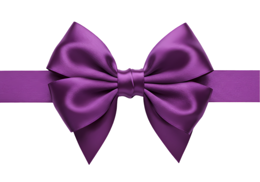Elegant Purple Satin Ribbon Bow isolated on transparent background