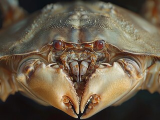 Close-up of the underside of a horseshoe crab, showcasing its tiny moving legs and mouth