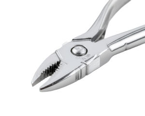 Close-up View of Silver Metal Pliers on White Background