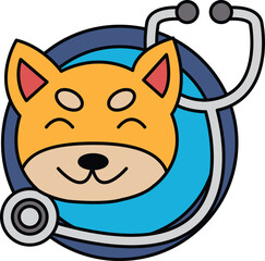 A cartoon cat with a stethoscope on its head