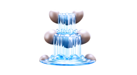 serene water cascade elegant 3d model of a tranquil fountain for animated videos and visual effects, isolated on transparent background