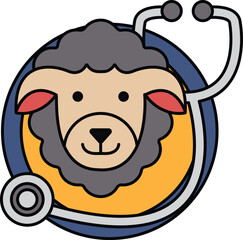A cartoon sheep with a stethoscope on its head