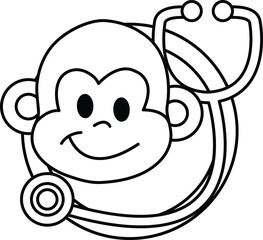 Obraz premium A cartoon monkey wearing a stethoscope