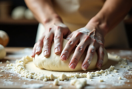 woman kneading dough
