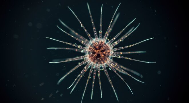 Intricate Details of a Heliozoan, a Microscopic Work of Natural Geometrical Art

