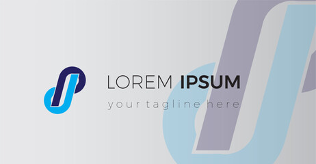 initial pd or dp logo blue color alphabet letter icon