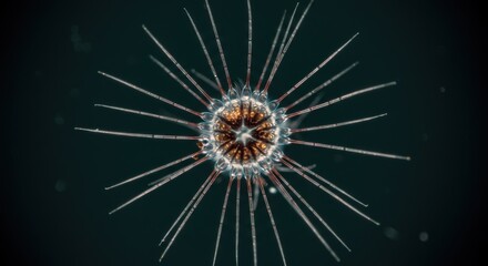 Obraz premium Macro View of a Heliozoan, Appearing as a Mysterious Orb against a Dark Background