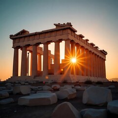 Majestic parthenon on a hill high resolution image