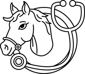 A cartoon horse with a stethoscope on its head