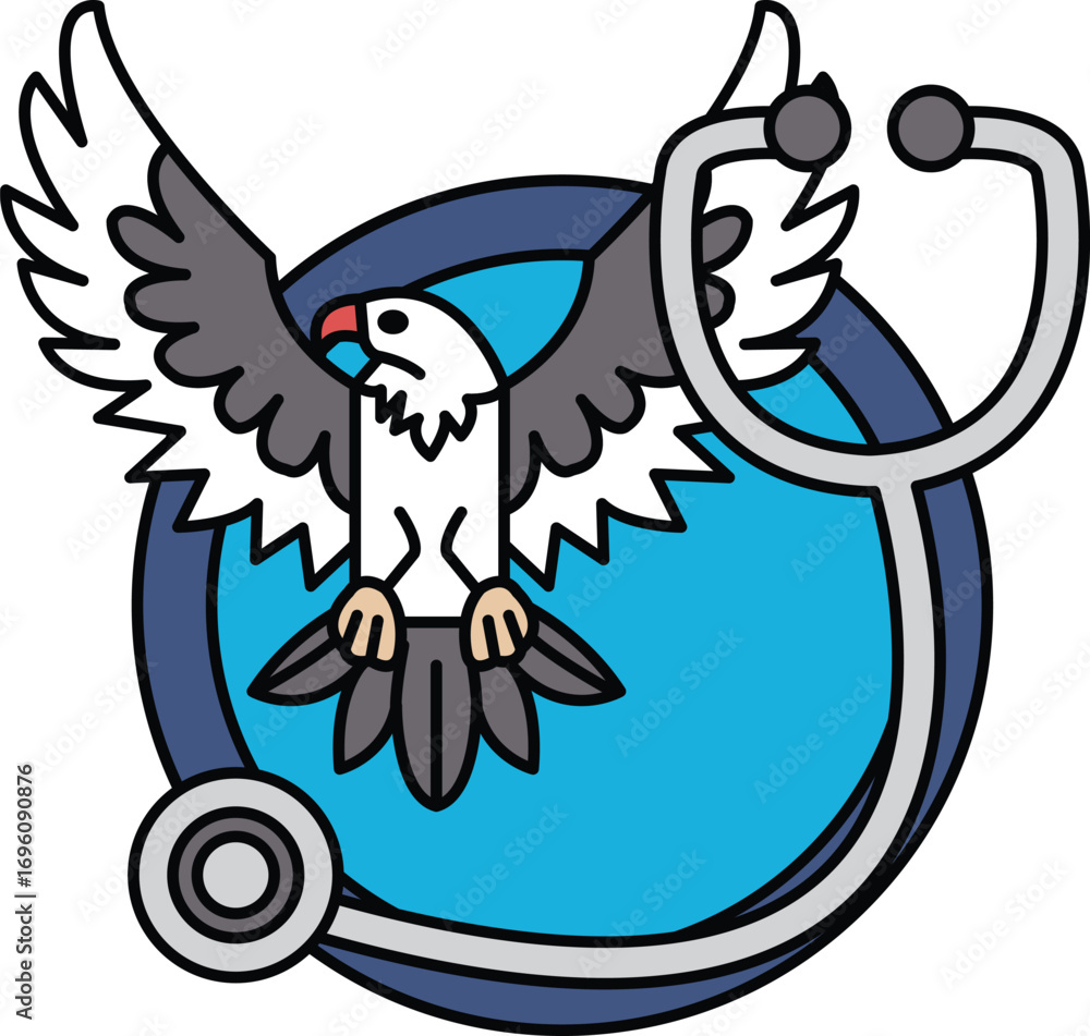 Aufkleber a bird is perched on a round object with a stethoscope on it