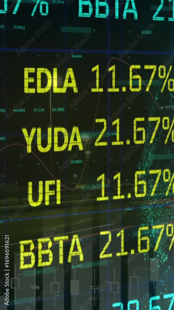 Poster animation of financial data processing and statistics recording
