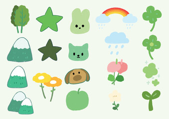 Fototapeta premium Cute green doodle