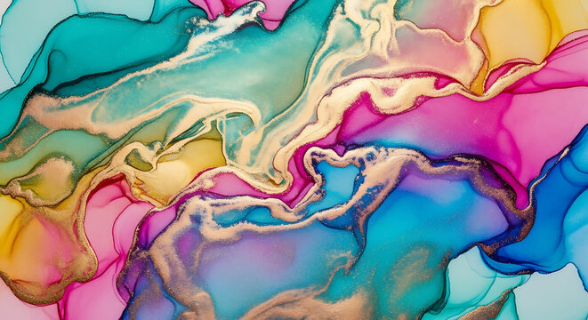 A seamless loop of a digital iridescent metallic watercolor. 